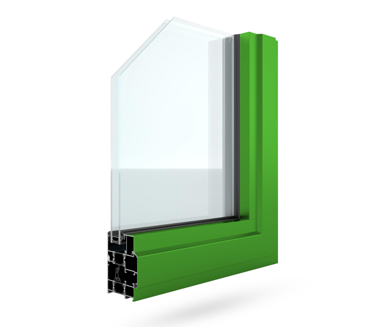 Зелёные алюминиевые окна